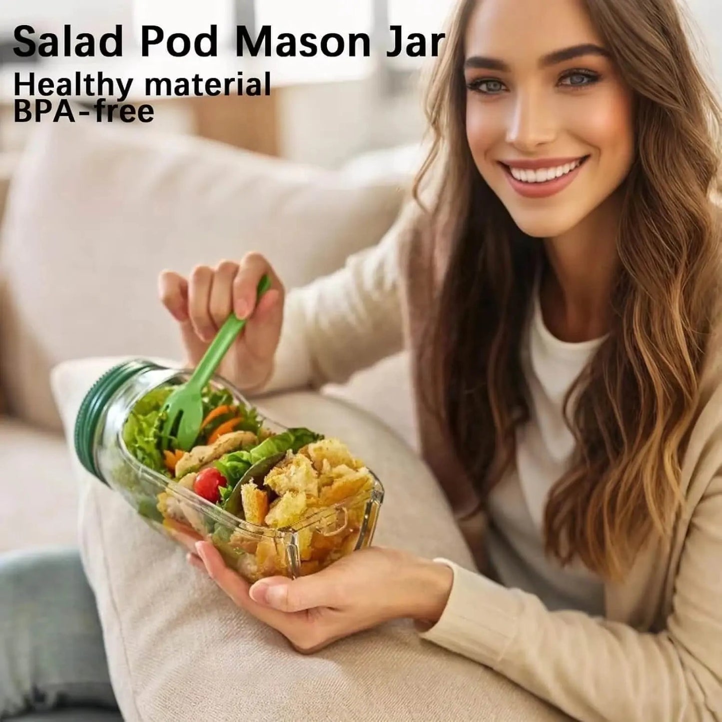 Salad Container Leak-Proof Screw Lid Layered Design