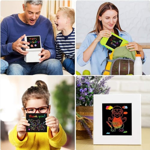 Scratch Art Kit Rainbow Reveal Non-Toxic Set of 100