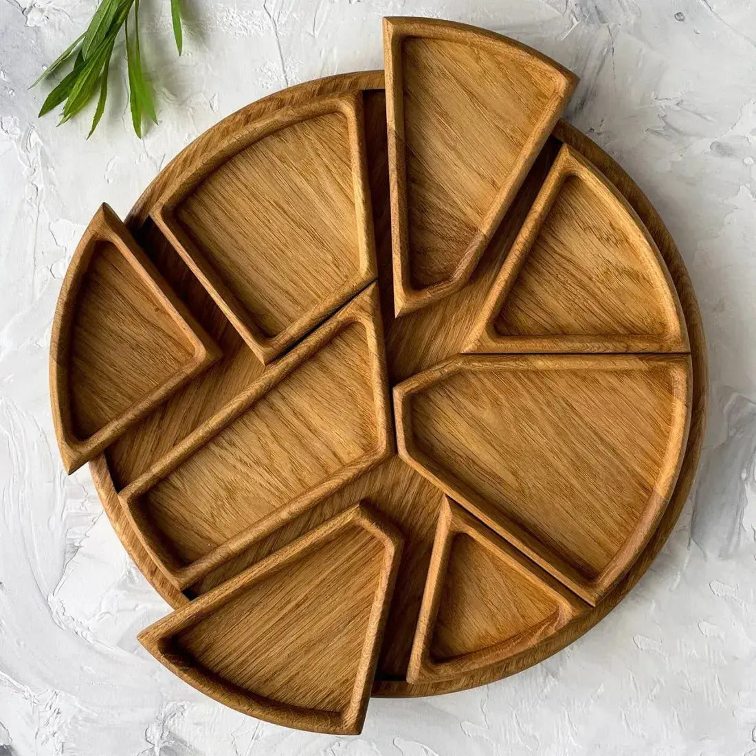 Serving Tray Set Premium Wood Removable Compartments Food-Safe Finish