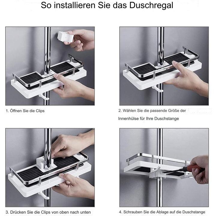 Shower Shelf Clamp-On No-Drill Non-Slip & Rust-Resistant