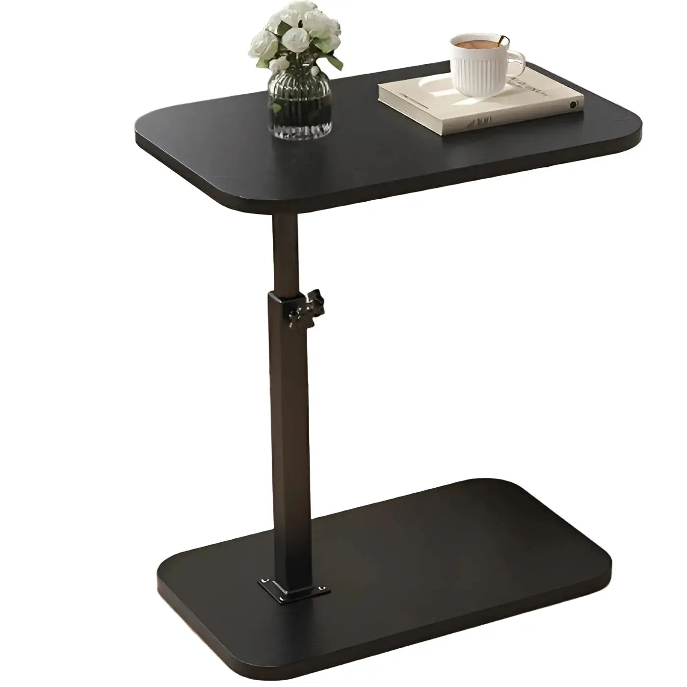Side Table Height-Adjustable Wood Top & Metal Frame