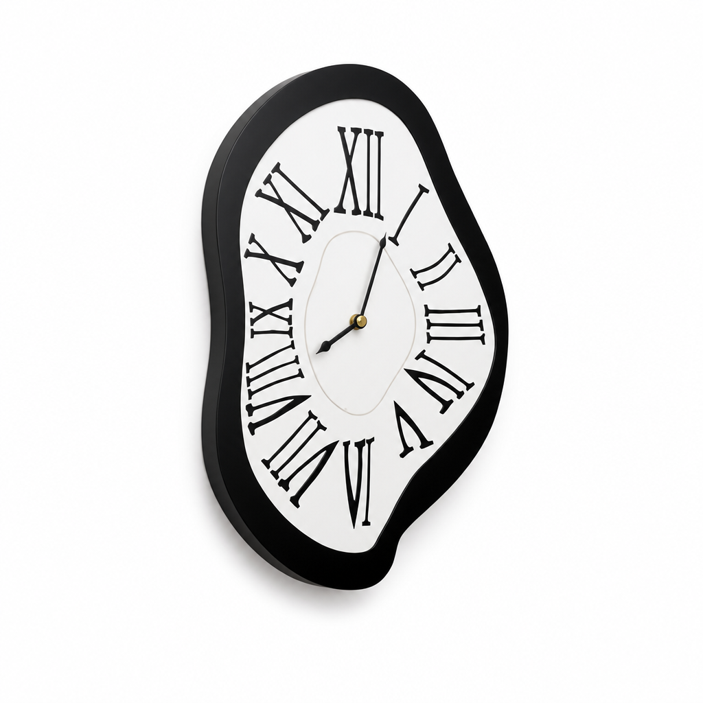 Silent Quartz Wall Clock With Distorted Roman Numerals