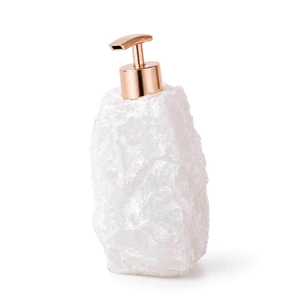 Soap Dispenser Handcrafted Natural Crystal Stainless Steel Pump