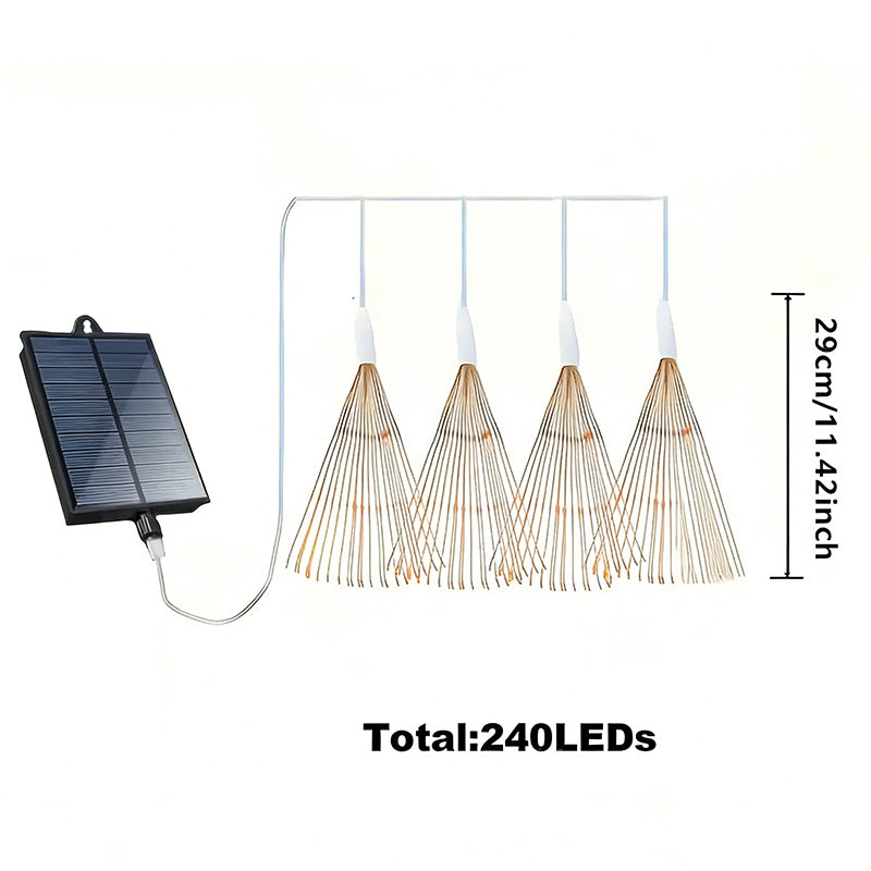 Solar Garden Light Set Copper Wire Firework LEDs & Remote