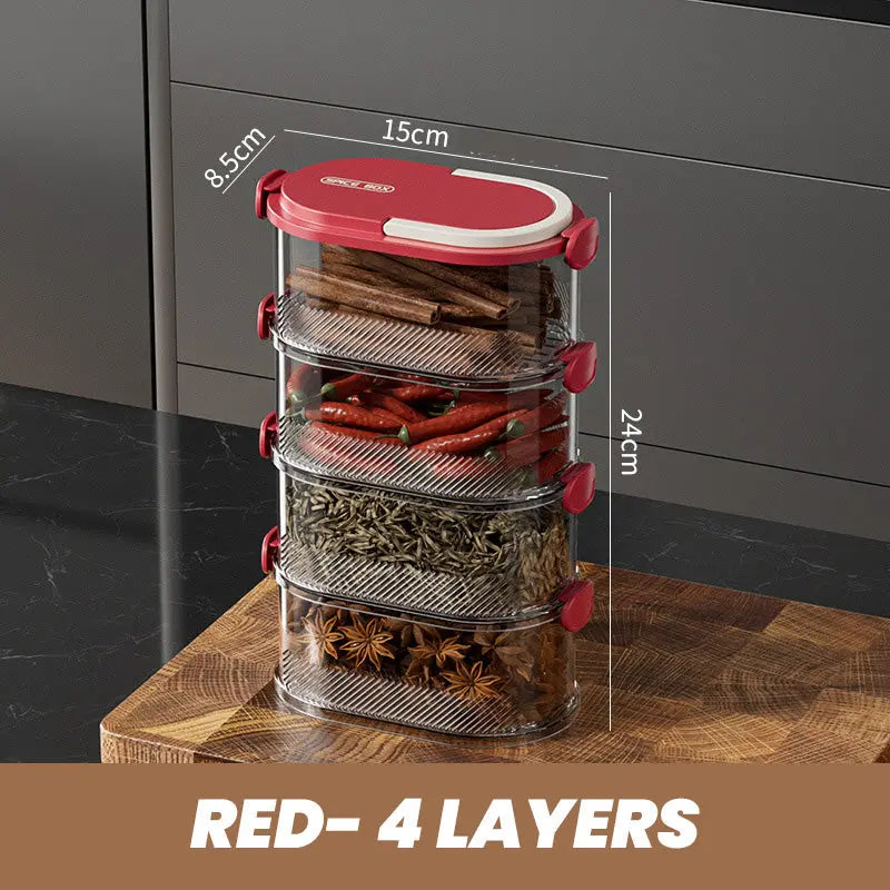 Spice Rack Stackable Clear Layers & Airtight Lids