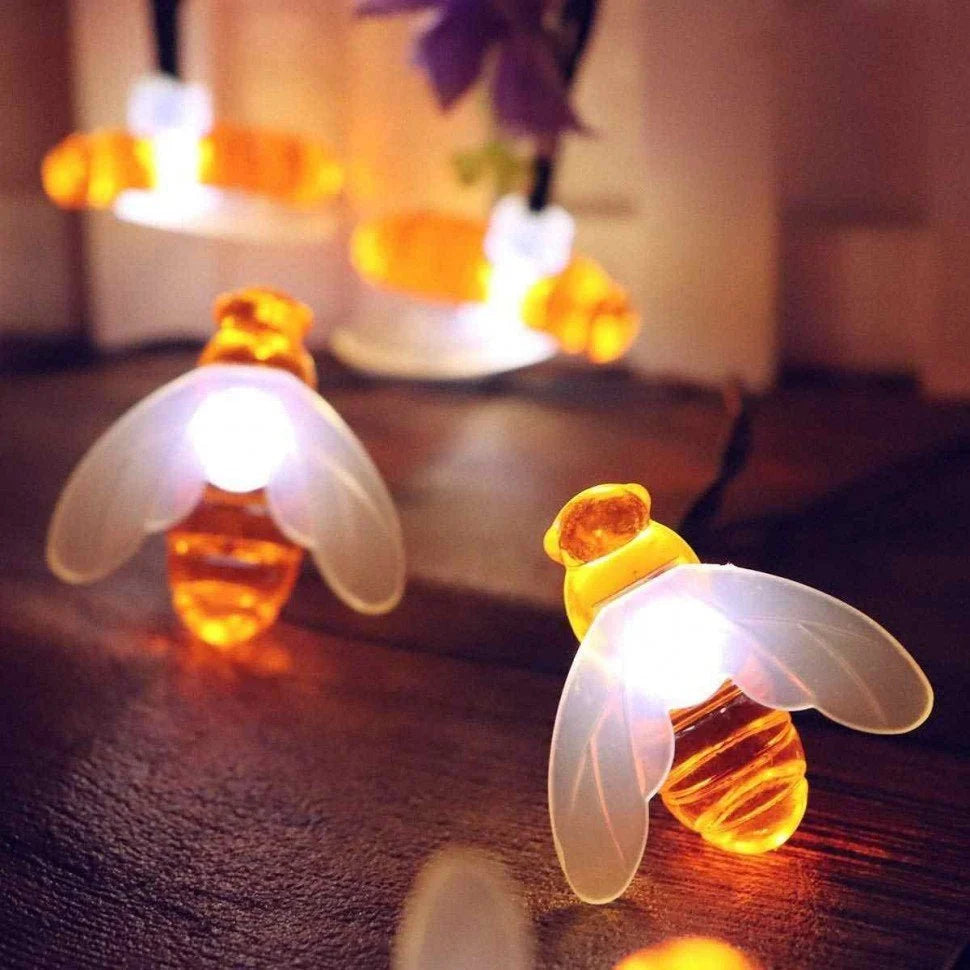 String Lights Bee-Shaped Solar-Powered Weatherproof