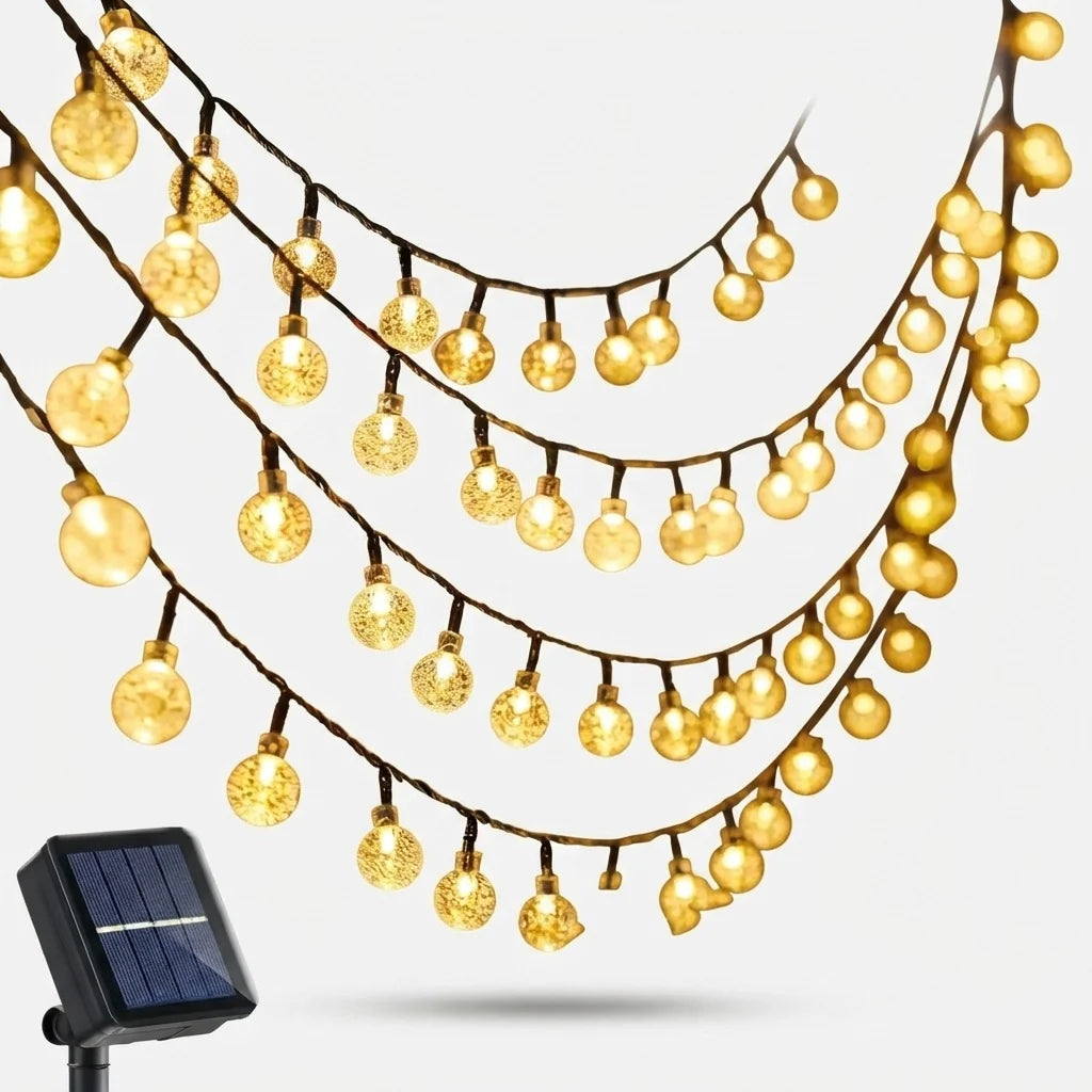 String Lights Solar Crystal-Effect Warm White