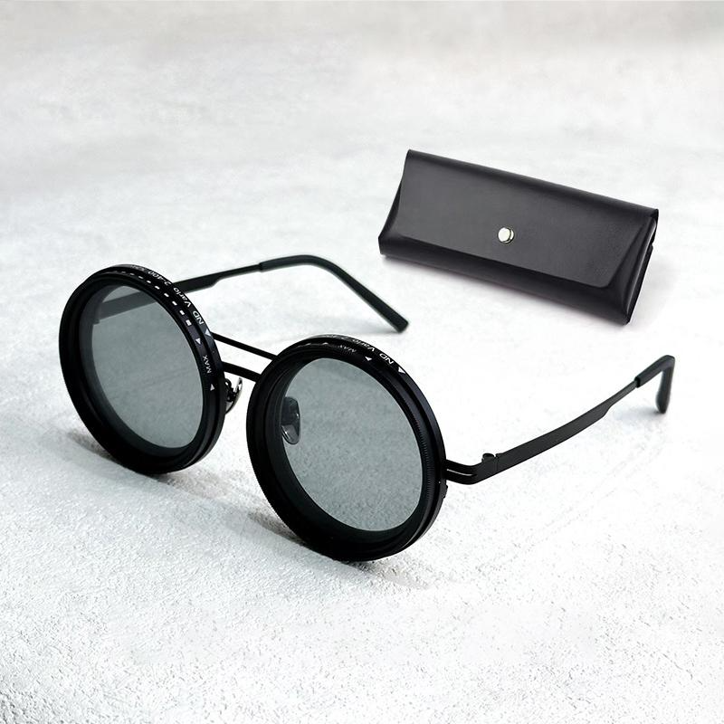Sunglasses Adjustable Tint Lenses UV400 Round Metal Frame