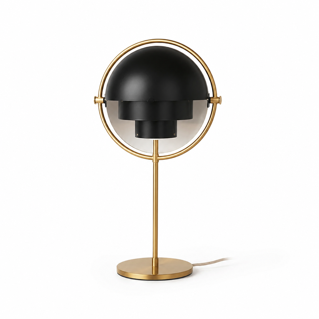 Table Lamp Bauhaus Glass & Gold Finish Flicker-Free LED