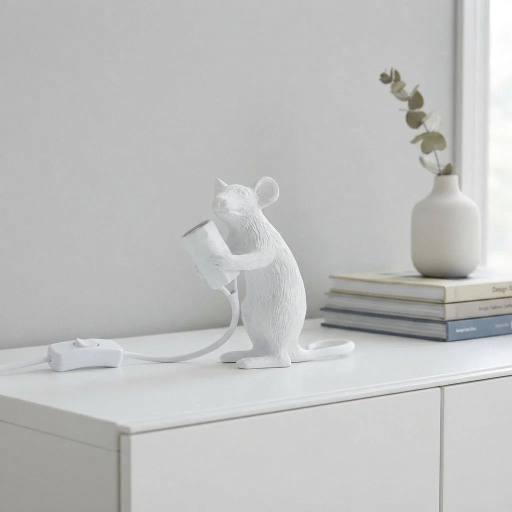 Table Lamp Resin Mouse Sculpture