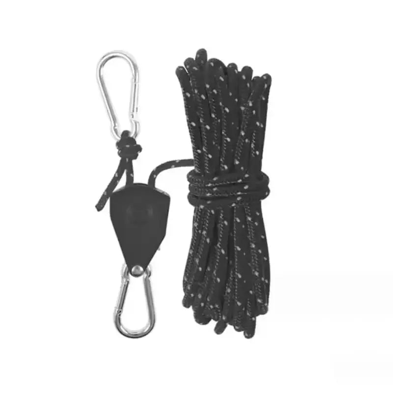 Tent Guyline Quick-Adjust Pulley Reflective Yarn & Stainless Steel Carabiners