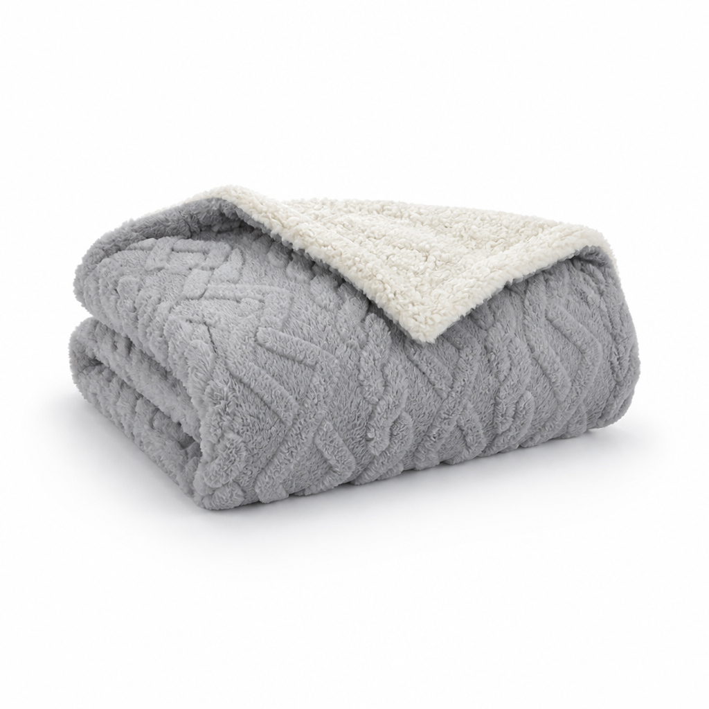 Throw Blanket Reversible Flannel & Faux Lambswool