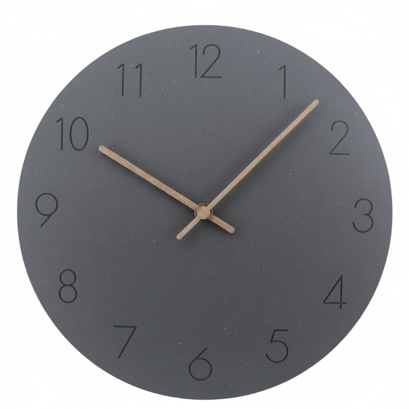 Wall Clock Silent Movement MDF Face Walnut Hands