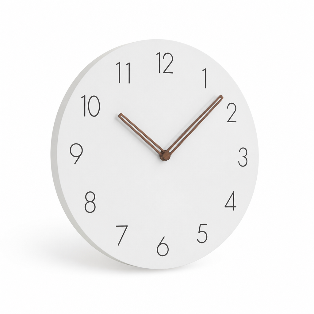 Wall Clock Silent Quartz Movement Walnut Hands 11.4 Inch