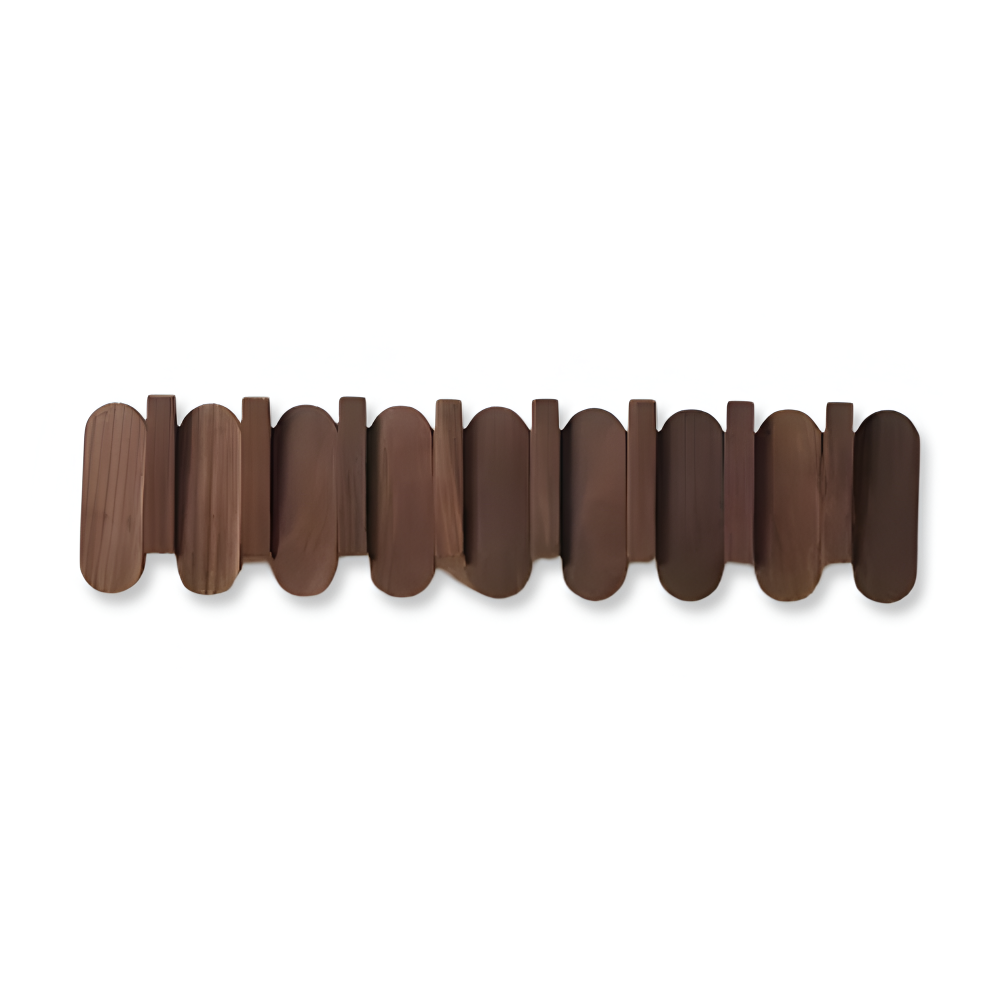 Wall Coat Rack Solid Wood Walnut Rounded Hooks