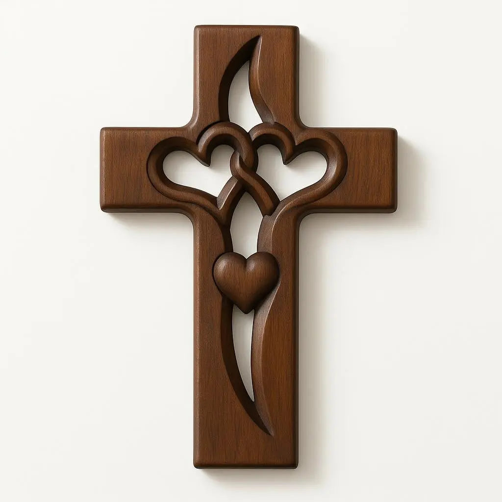 Wall Cross Hand-Carved Natural Wood Ready-to-Hang