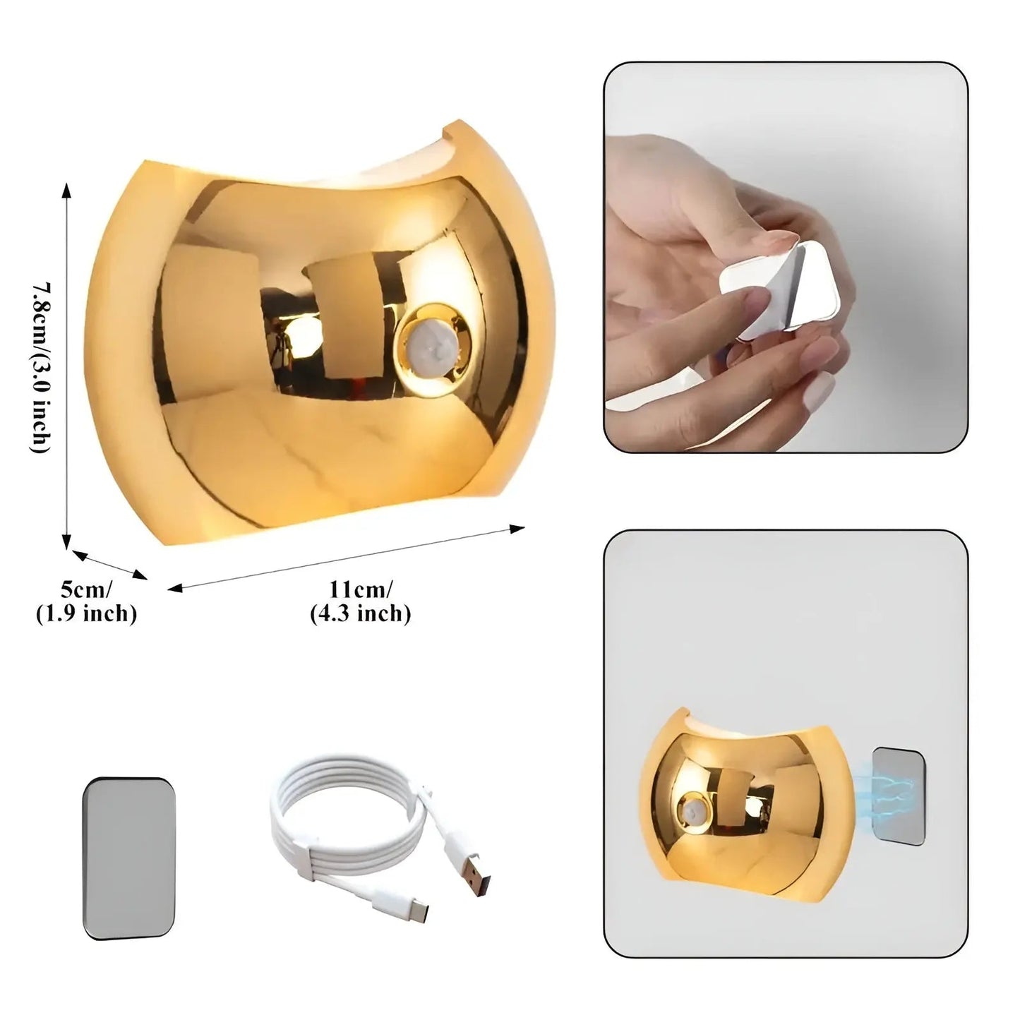 Wall Light Motion-Activated USB-C Rechargeable Magnetic Mount
