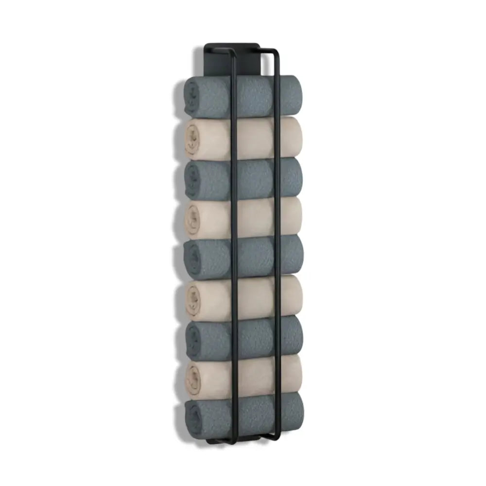 Wall Towel Holder Vertical Mount Matte Black Wrought Iron