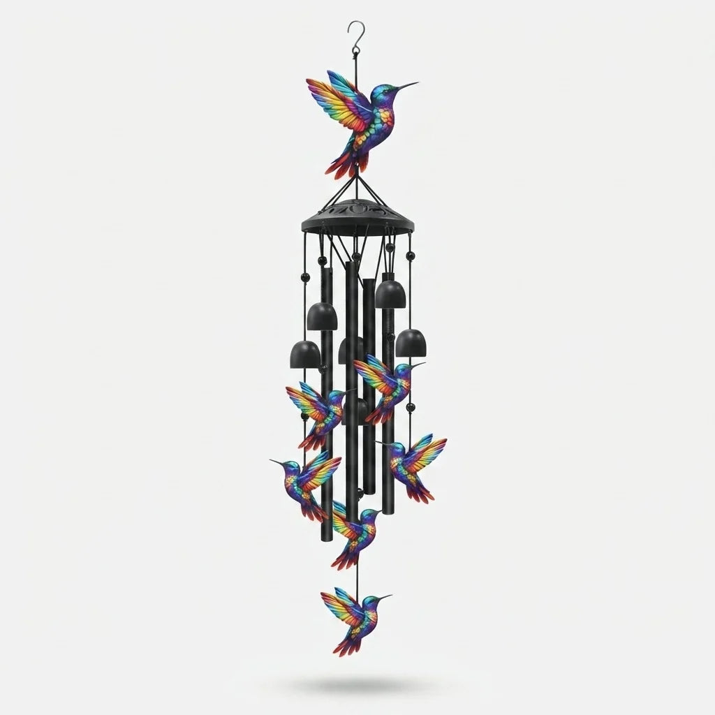 Wind Chime Anodized Aluminum Hummingbird Design