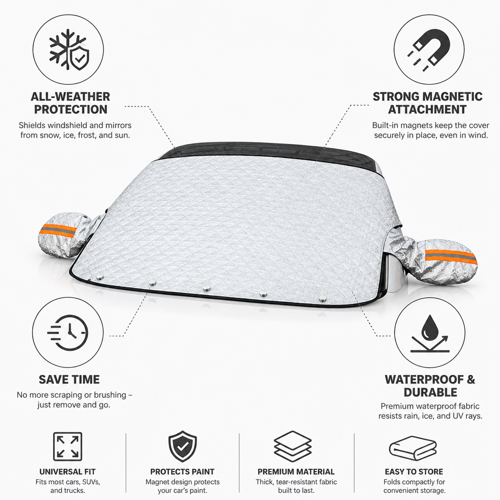 Windshield & Mirror Cover Magnetic Waterproof Universal Fit