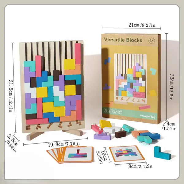 Wooden Puzzle Tetris-Style Set of 20 FSC-Certified