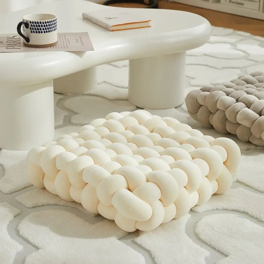 Woven Knot Pillow Velvety Fabric Plush Fill
