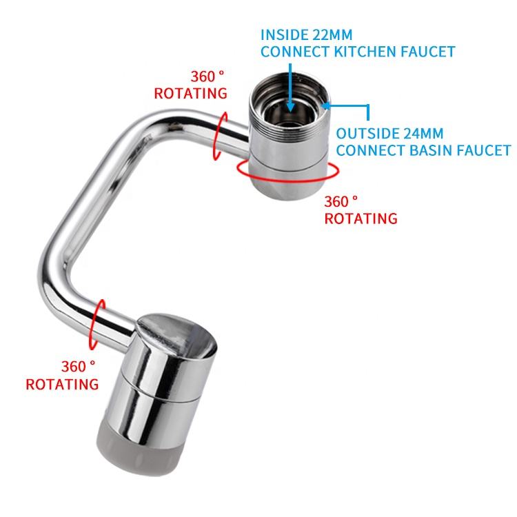 Flexible Faucet Extension with Dual Spray Options and 360° Rotation