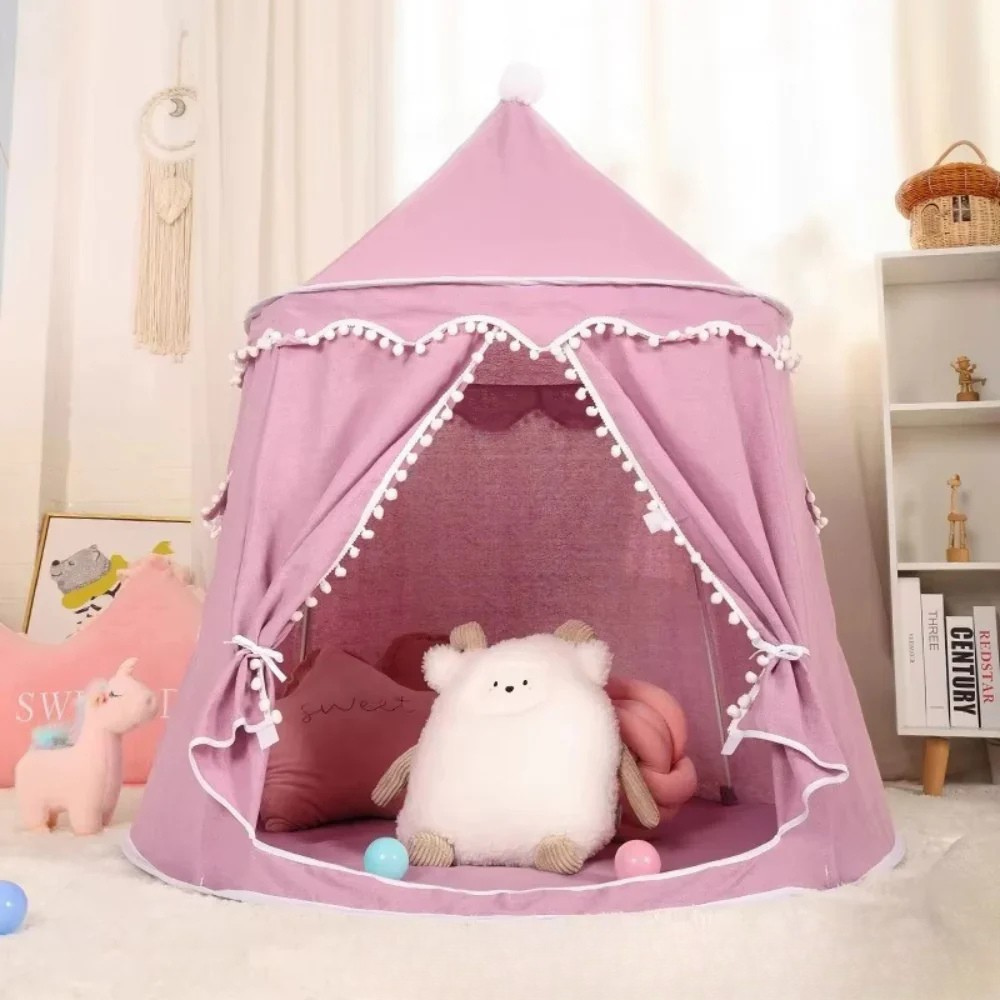 Cozy Play Haven Tent with Cotton Fabric and Wooden Frame