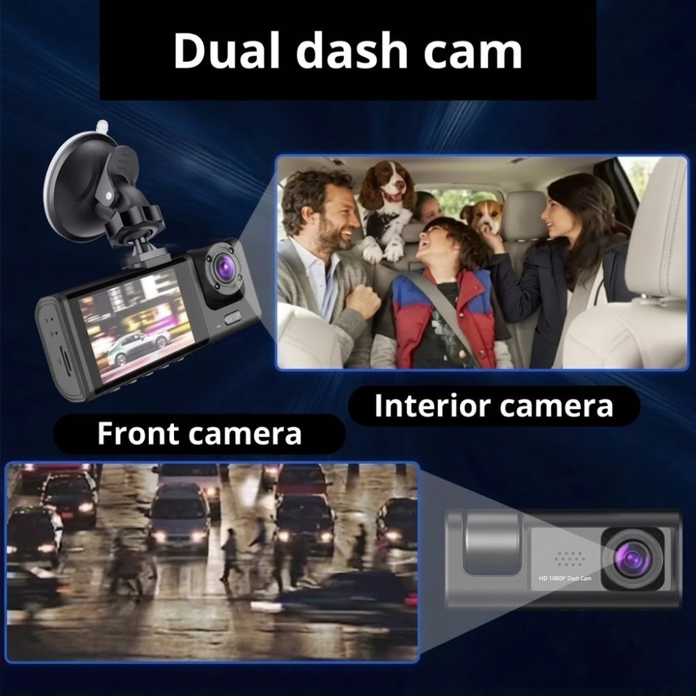 Smart Dual Lens Car Camera with Front and Cabin Recording