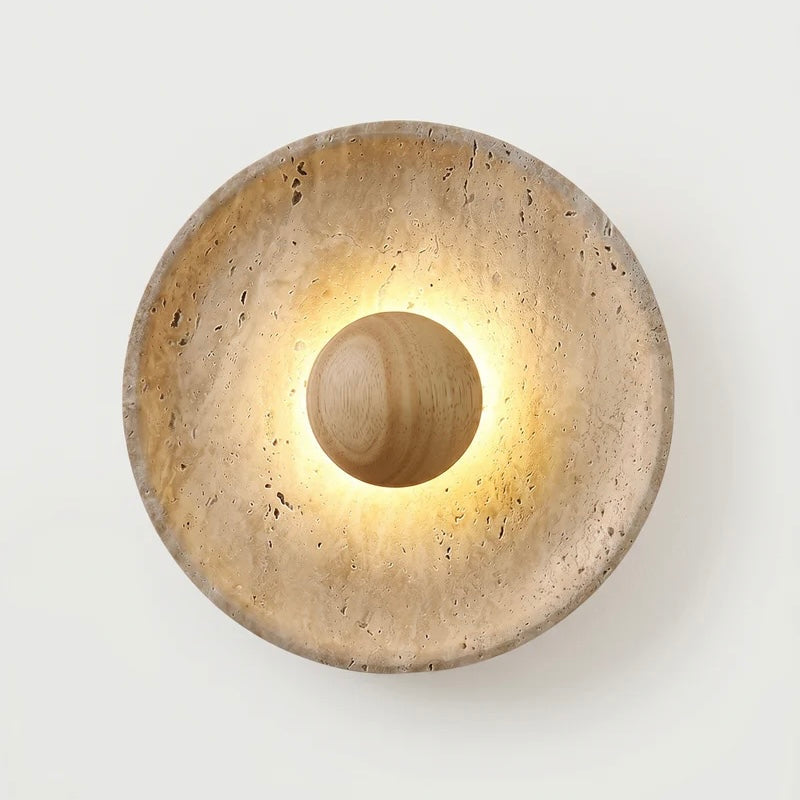 Natural Stone and Wood Wall Sconce with Cozy LED Illumination