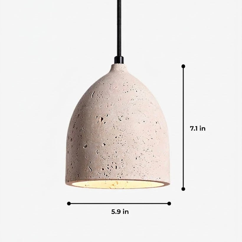 Elegant Pendant Light with Wood and Stone Fusion
