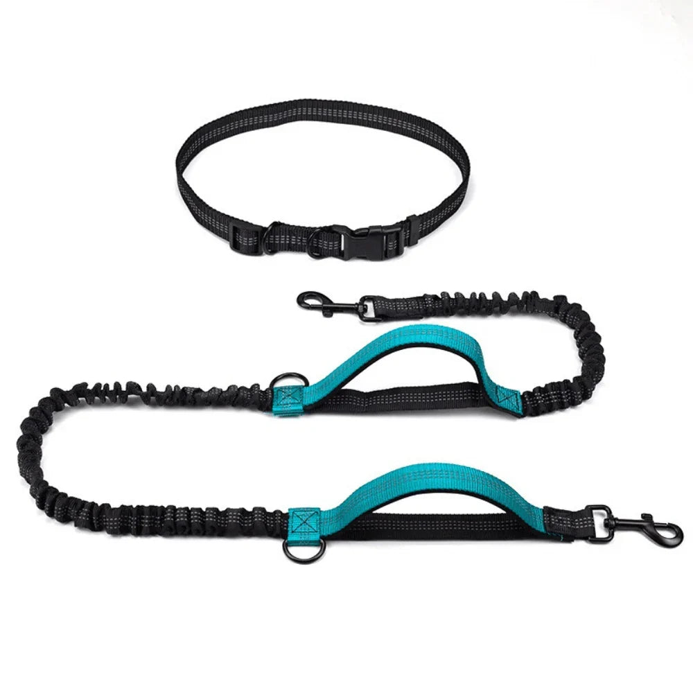 Hands-Free Dog Leash with Adjustable Belt and Reflective Accents