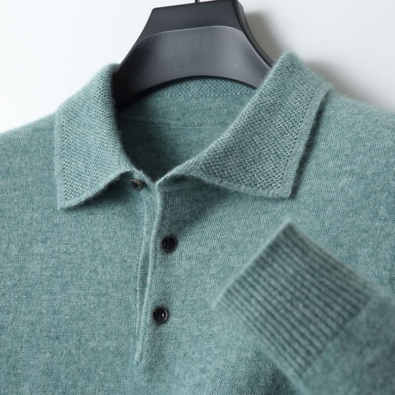 LuxuraSoft Men’s Cashmere-Merino Long Sleeve Polo