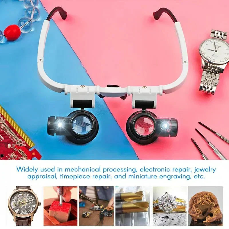 Illuminated Magnifying Headset with 8x, 15x, 23x Lenses