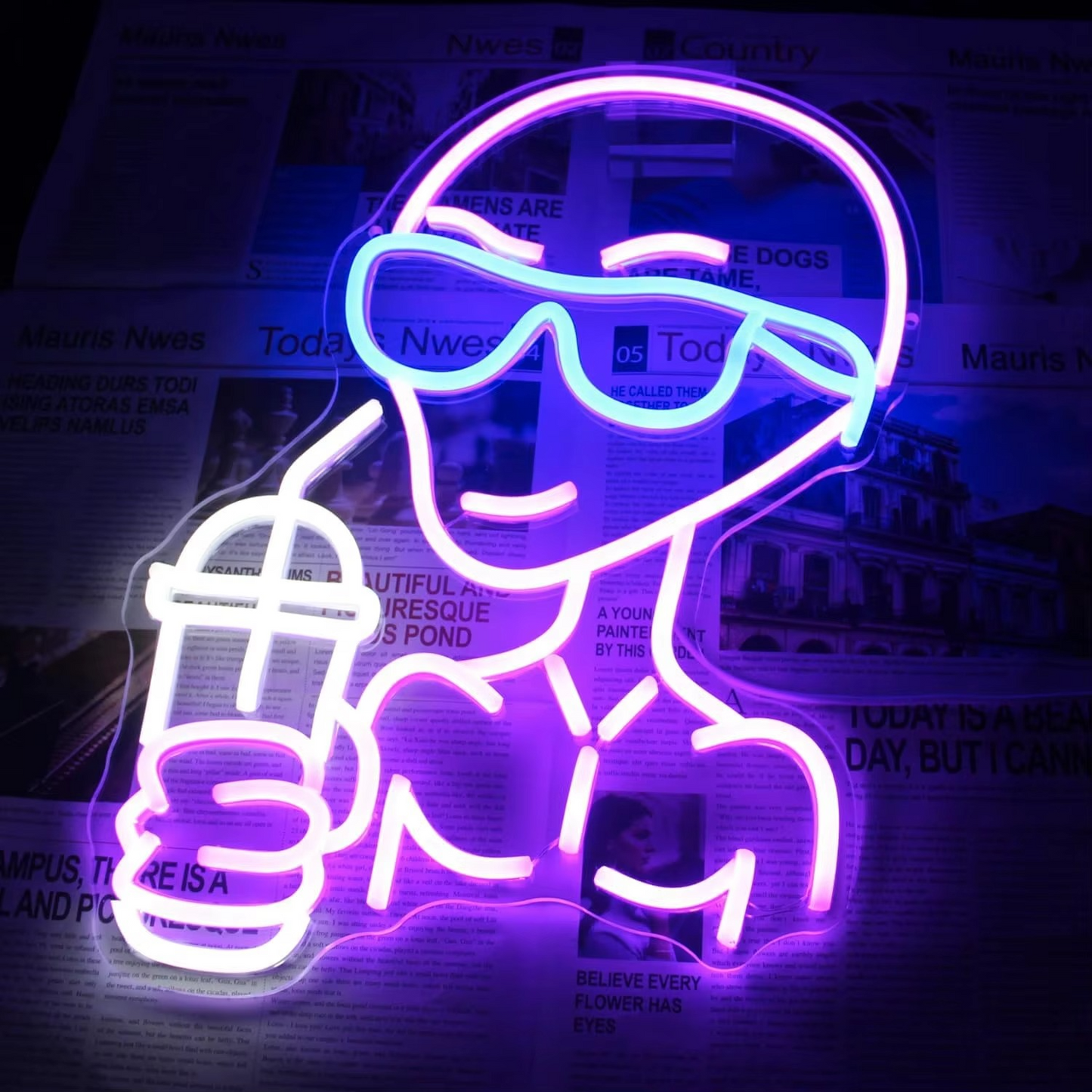 Galactic Glow LED Neon Wall Light with Easy Mounting Kit