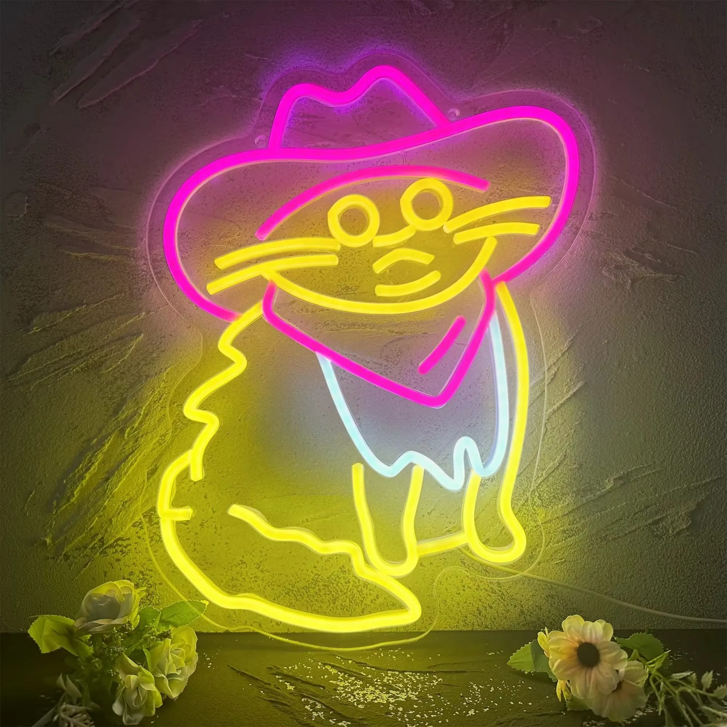 Adjustable Cat Wrangler LED Neon Sign with USB Power Supply