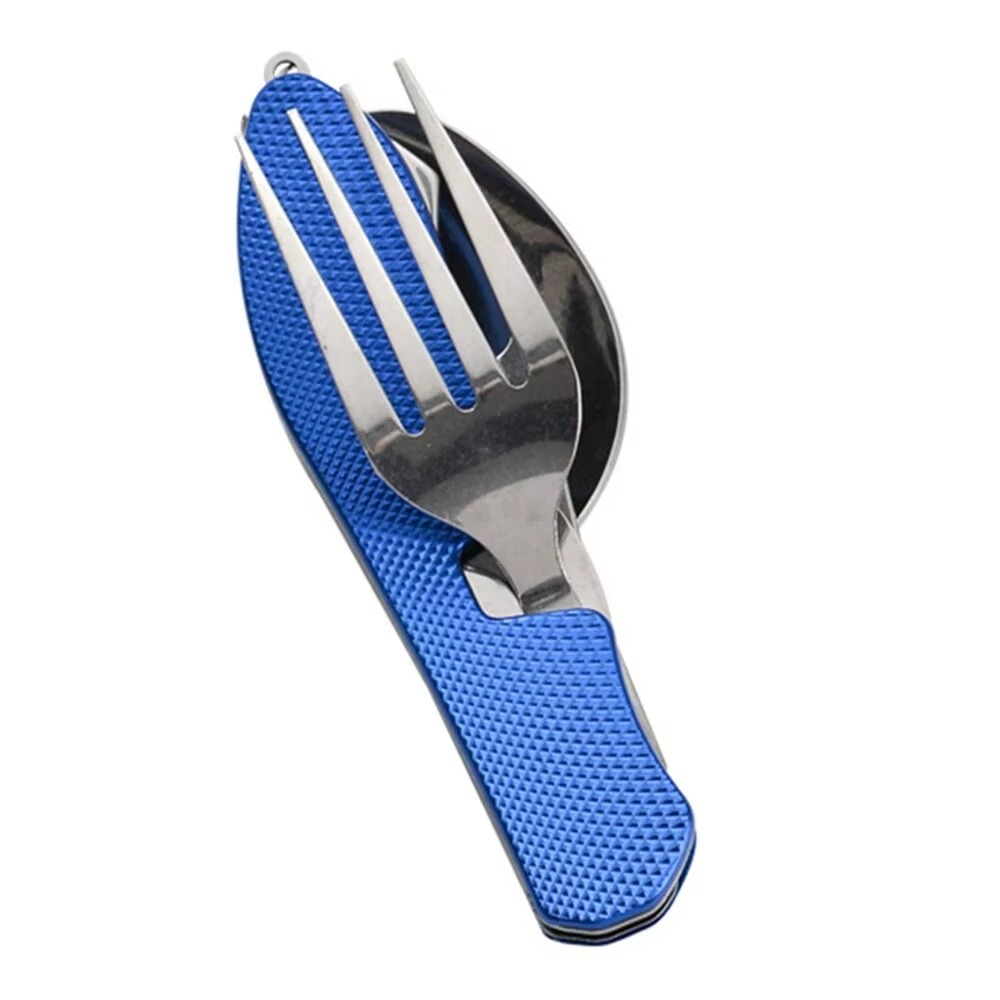 Compact Folding Outdoor Utensil Set with Stainless Steel Cutlery