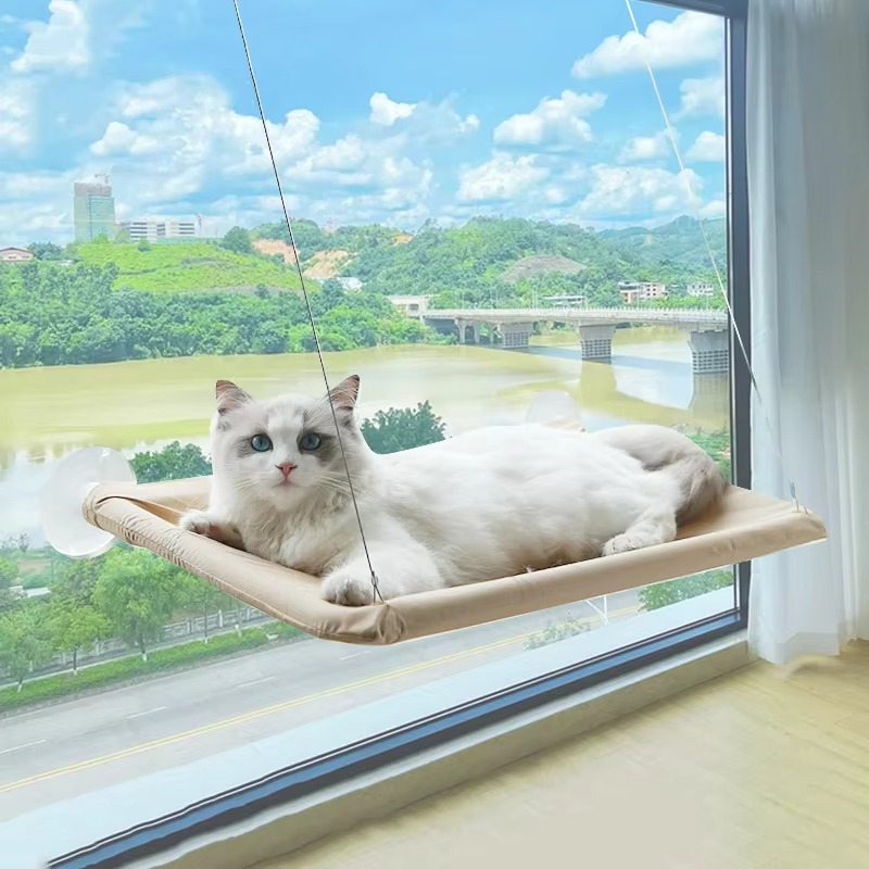 Cozy Cat Perch with Secure Suction Cups and Soft Bed, 24x12 Inches