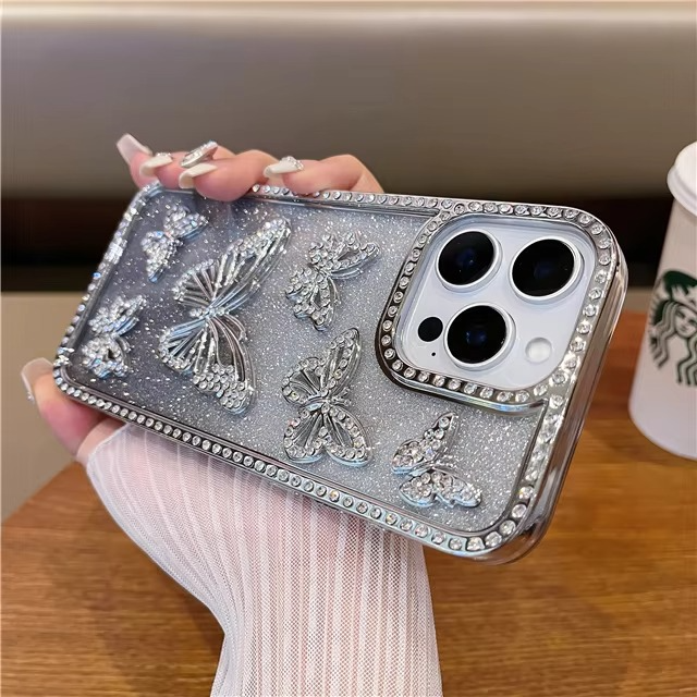 Sparkling Butterfly Phone Cover with Impact-Resistant Design