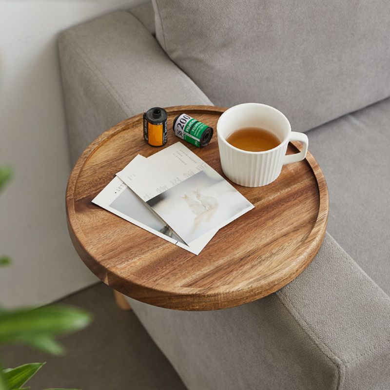 Elegant Wood Sofa Side Table with Clip-On Design