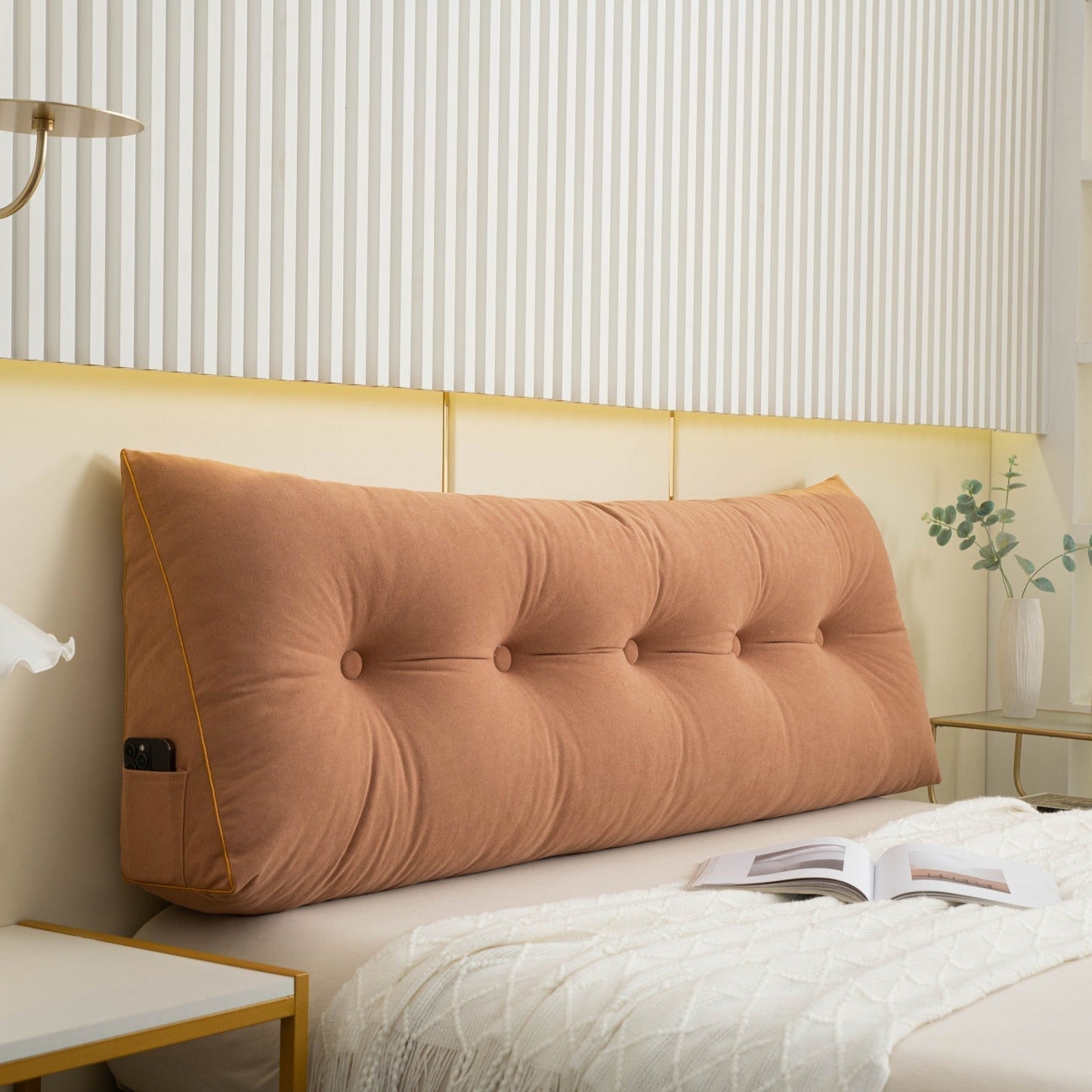 Supportive Wedge Pillow with Convenient Side Pocket