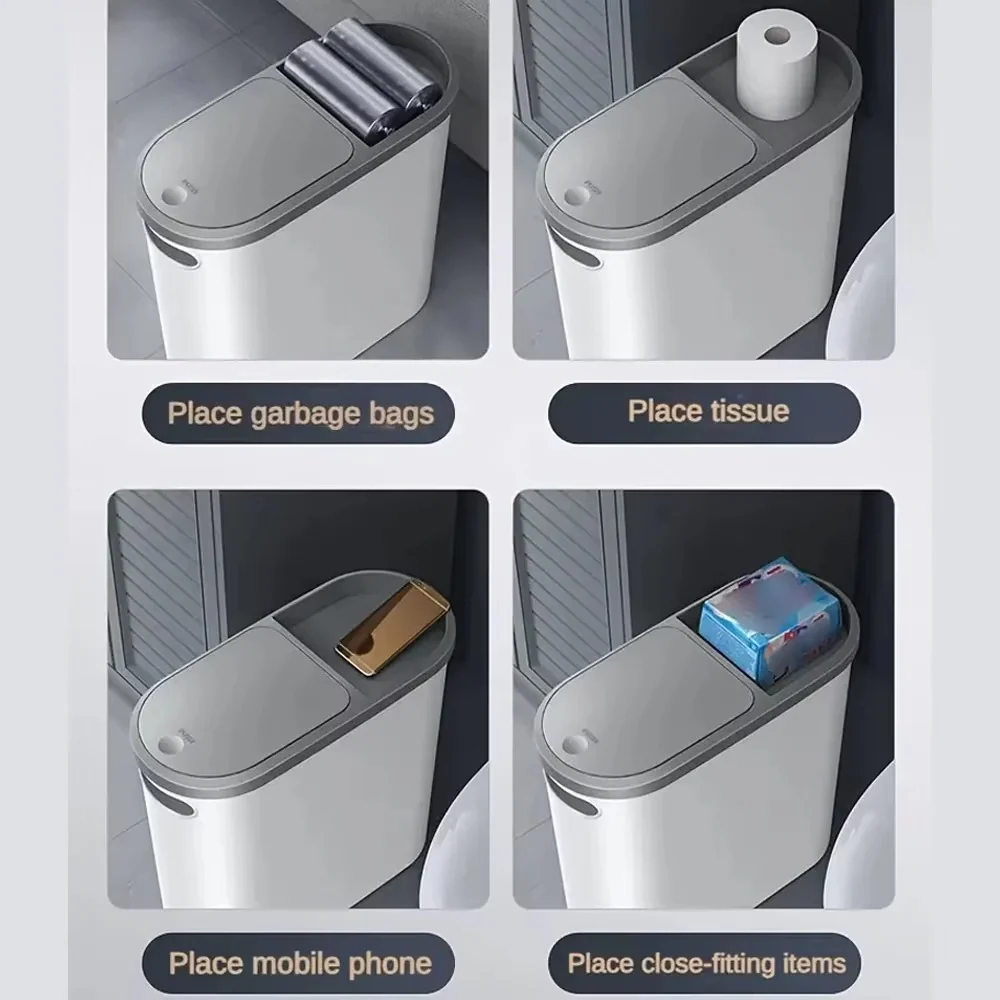 Compact and Stylish Trash Bin with Easy-Press Lid