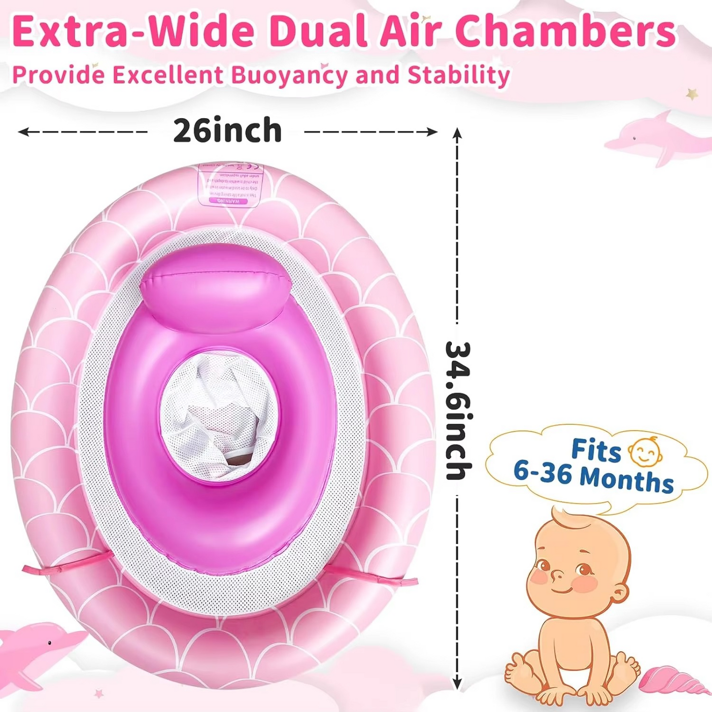 Infant Water Float with Adjustable Shade Canopy and Secure Base