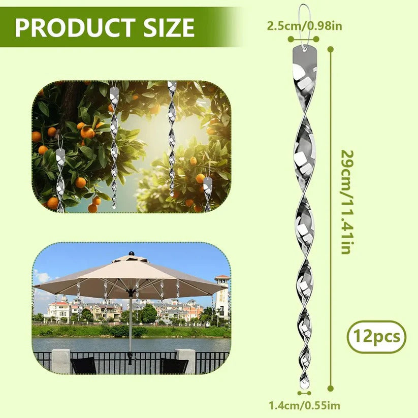 Whirlwind Reflective Bird Repellent Rods with Easy Hang System
