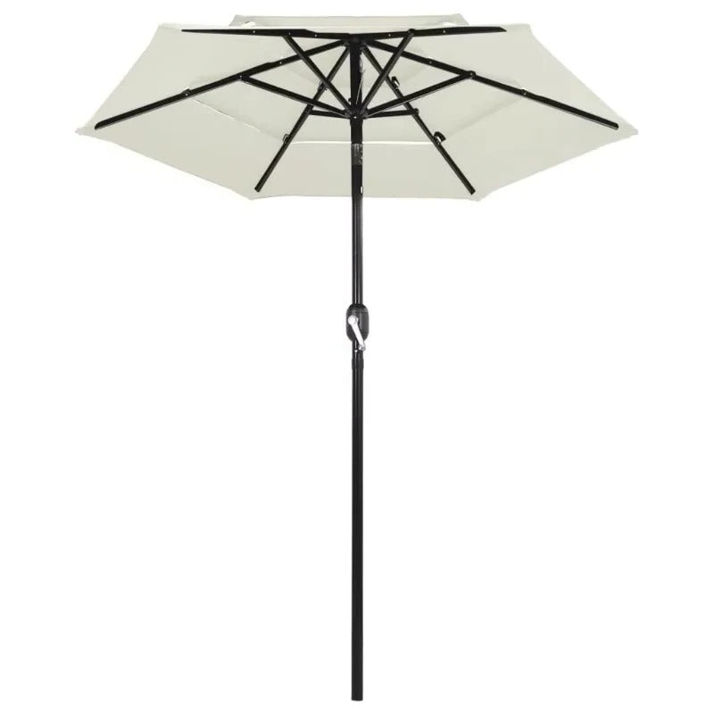 Adjustable Tilt Patio Umbrella with 3-Tier Canopy Design