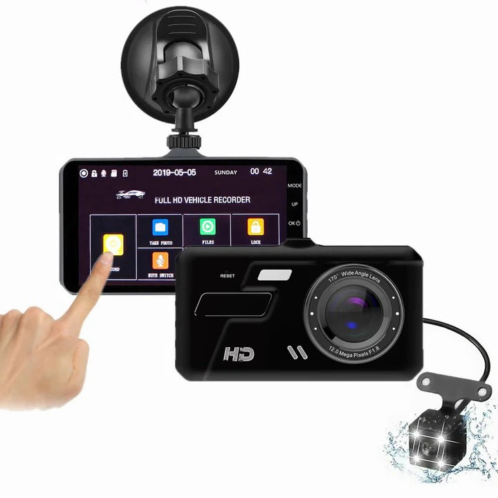 Comprehensive Dual Camera Recorder with 1080P Clarity and 4" Display
