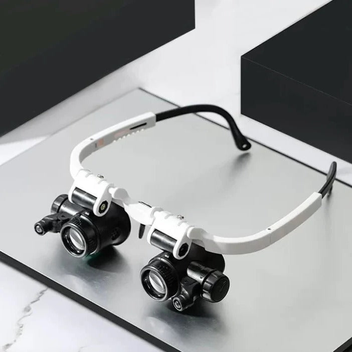 Illuminated Magnifying Eyewear with Interchangeable Lenses