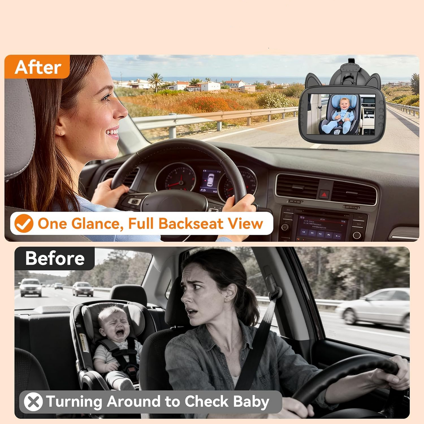 Baby Car Seat Surveillance System with Night Vision and Wide View