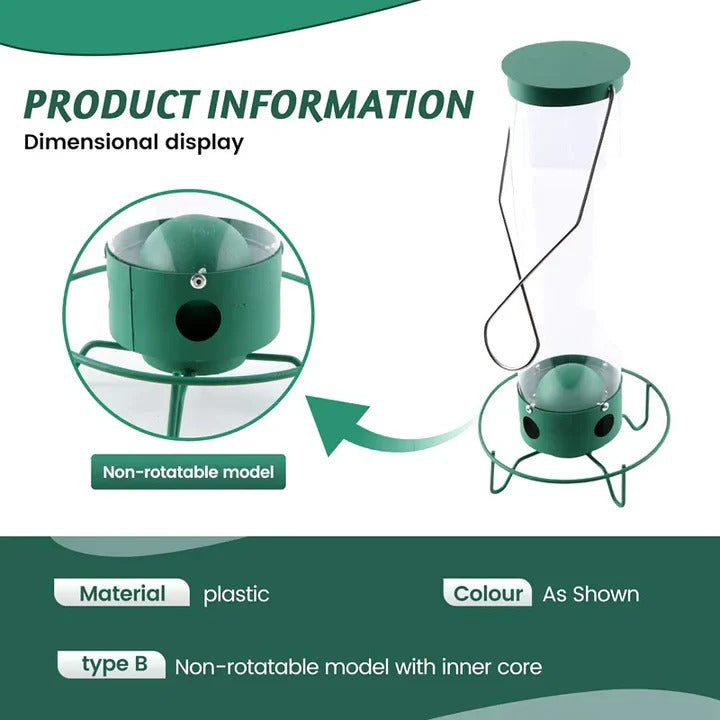 Wildlife-Friendly Bird Feeder with Transparent Seed Reservoir