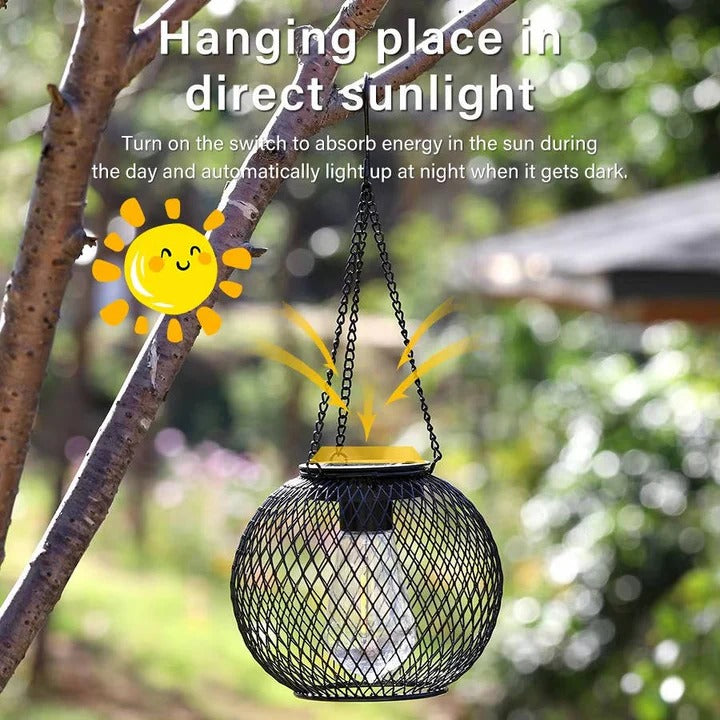 Solar-Powered Outdoor Hanging Lantern for Pathways